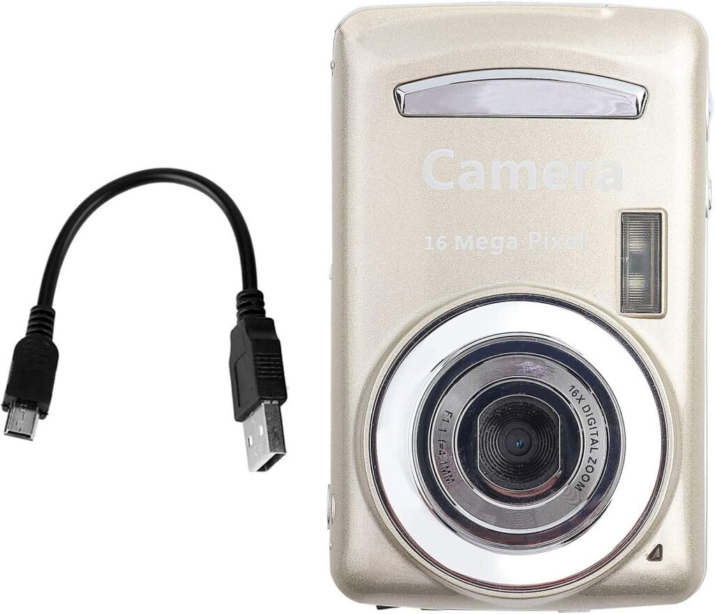 Digital Camera, HD Image Meets Demand 16X Zoom Video Camera, Compact and Lightweight, Lightweight and Portable, Excellent Home Sensor Photographer (Gold)