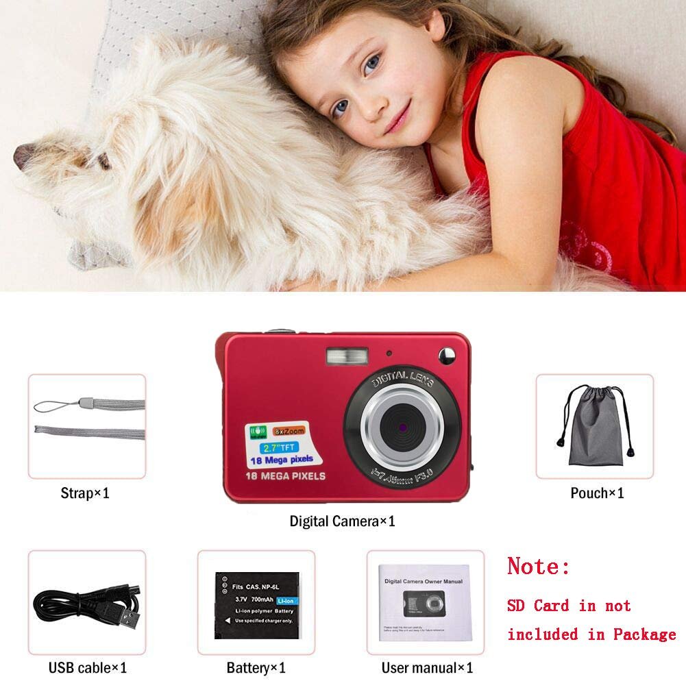 HD Mini Digital Camera for Kids Point and Shoot Digital Camera 1080P 18 MP 2.7 inch, Cheap Compact Vlogging Digital Cameras Pocket Camera for Photography Teens Beginners Adult Travel, Camping, Gifts