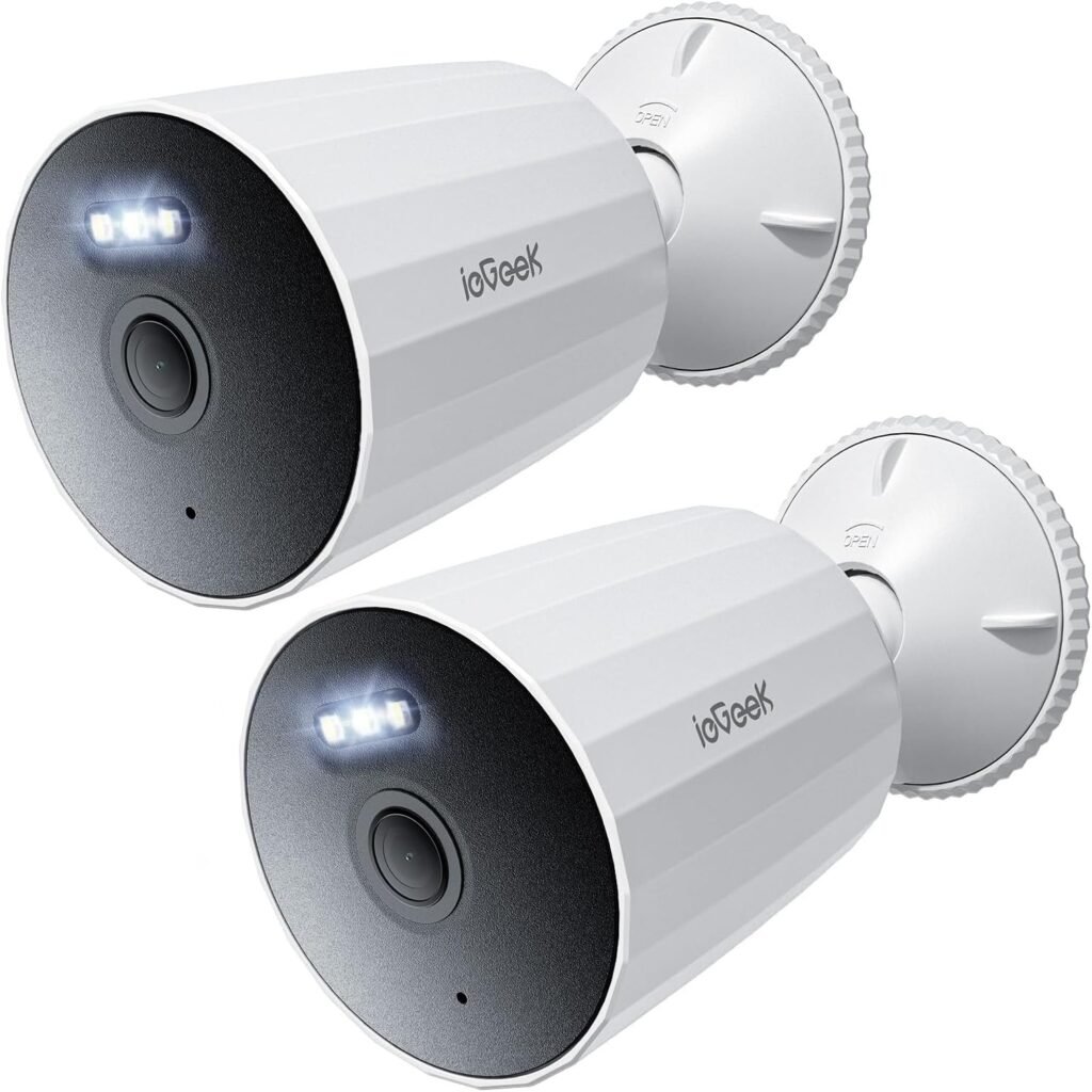 ieGeek Security Camera Outdoor 2 Pack Wired CCTV Camera System, 4MP and 10M Night Vision 2.4G Wireless Wifi Camera Home IP Surveillance Camera 2-Way Audio, Motion Sensor and Alarm Support PC/App