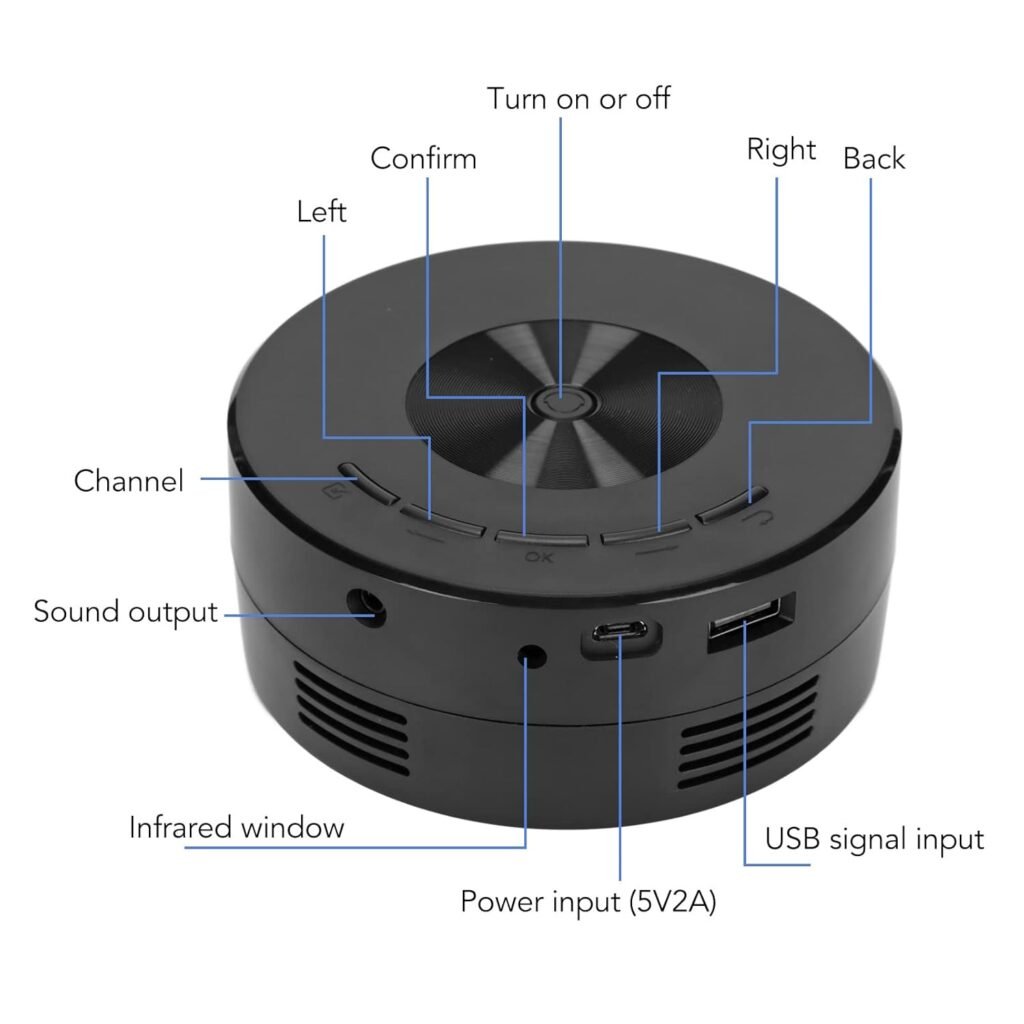 Mini Video Projector, USB 2.0 Eye Protection Mini LED Projector Support Mobile Power Supply for Home Use