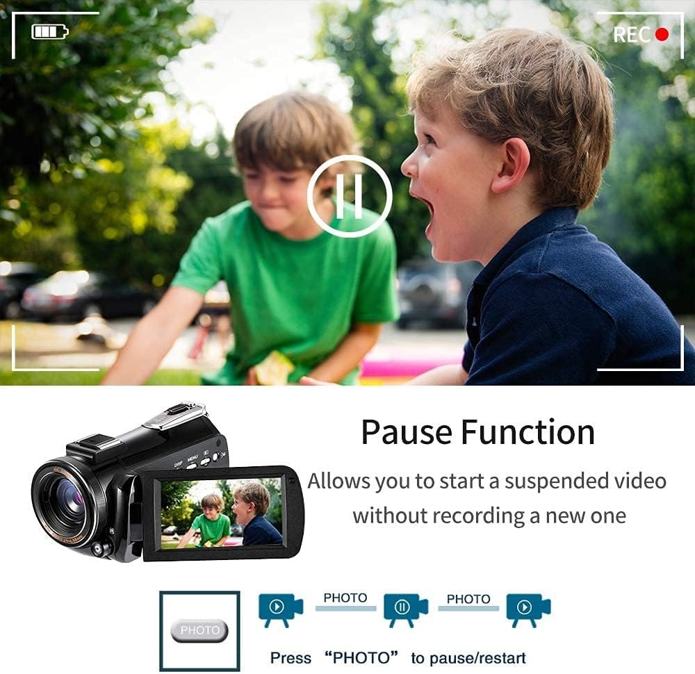 ORDRO AC3 4K Camcorder Vlogging Camera for YouTube HD Video Camera 1080P 60FPS IR Night Vision Wi-Fi Camera Recorder Digital Camcorders with Microphone Wide Angle Lens Handheld Stabilizer