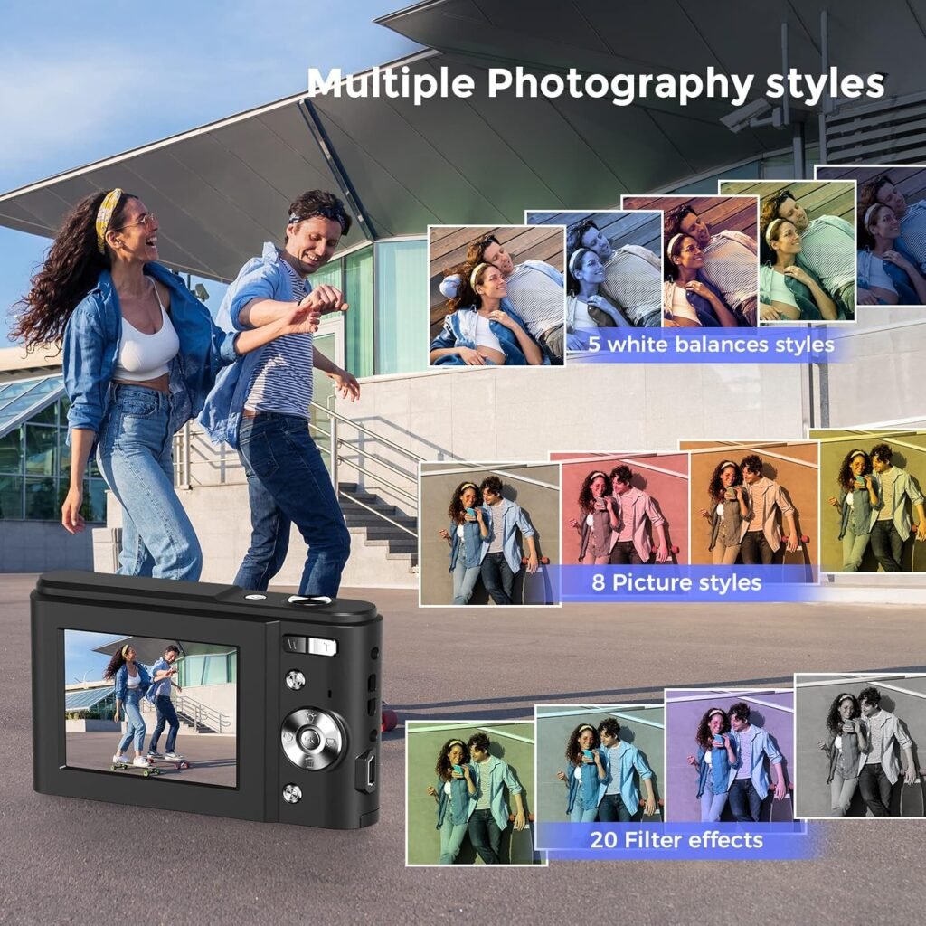 NEZINI Digital Camera, Vlogging Camera FHD 1080P 36MP Compact Camera 16X Digital Zoom,2.4 inch Mini Kids Camera,Portable Mini Camera for Kids,Photography Beginners,Teens -Purple
