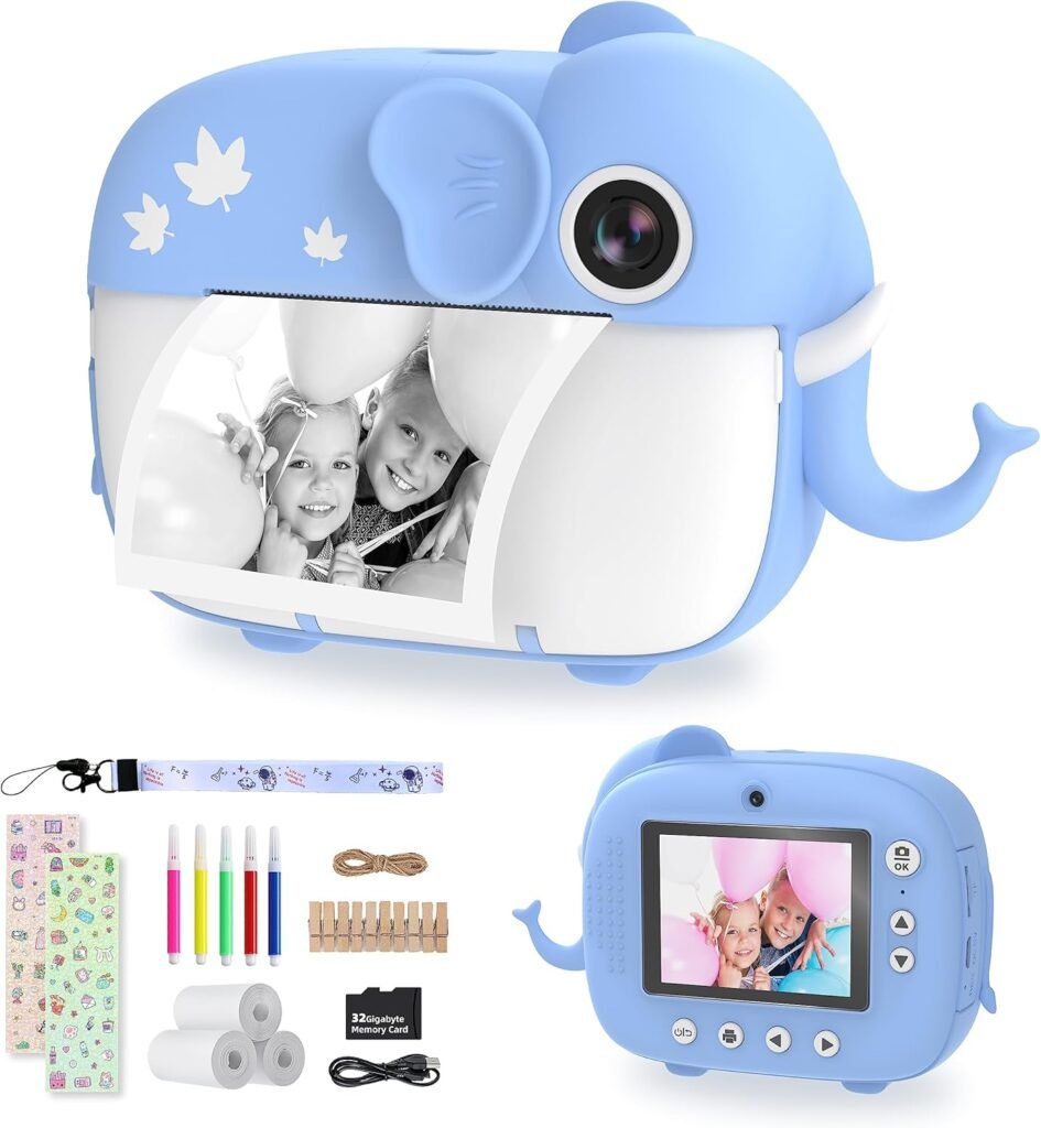 TIATUA Kids Camera Instant Print,Digital Camera for Kids with 20MP Dual Lens  32G Card, Video Camera, Photo Paper  Fun Accessories Included,Gift for Girls Boy Age 3+